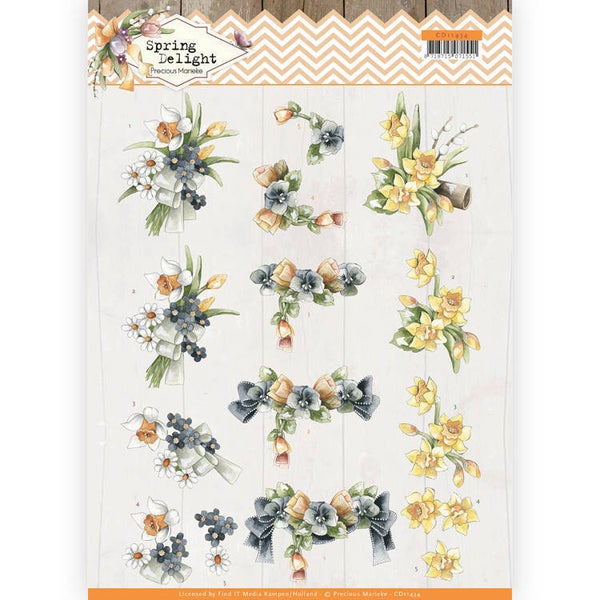 CD11434 - 3D cutting sheet - Precious Marieke - Spring Delight - Violets and Daffodils