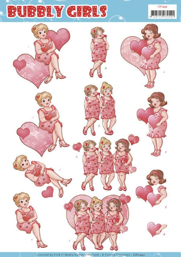 CD11444 - 3D Knipvel - Yvonne Creations - Bubbly girls - For You