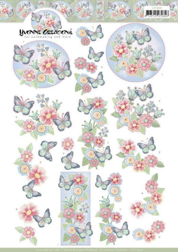 CD11449 - 3D Knipvel - Yvonne Creations - Funky Butterfly