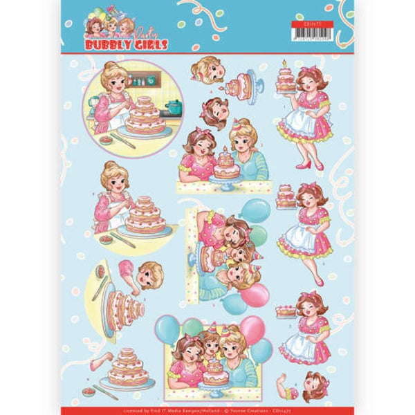 CD11477 - 3D cutting sheet - Yvonne Creations - Bubbly Girls - Party - Baking