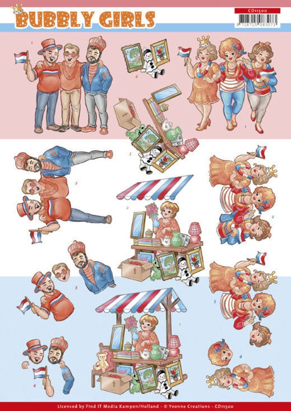 CD11500 - 3D Cutting Sheet - Bubbly Girls - Kings day