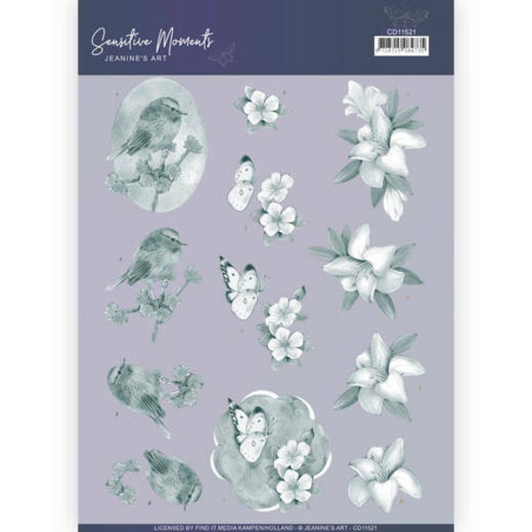 CD11521 - 3D Cutting Sheet - Jeanine's Art - Sensitive Moments - Grey Lily