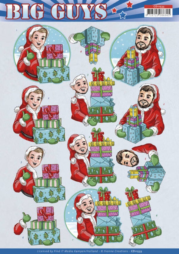 CD11533 - 3D Cutting Sheet - Yvonne Creations - Big Guys Christmas