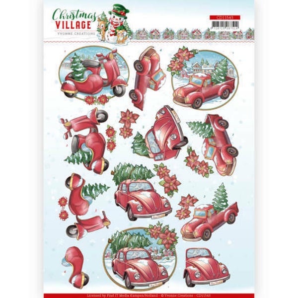CD11543 - 3D cutting sheet - Yvonne Creations - Christmas Village - Christmas Transportation