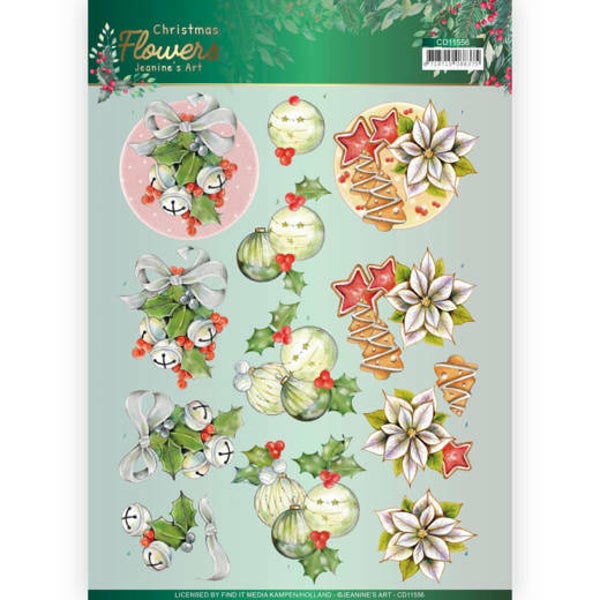 CD11556 - 3D cutting sheet - Jeanines Art Christmas Flowers - Christmas Bells
