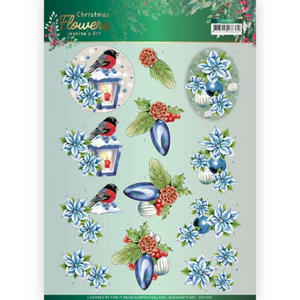 CD11557 - 3D cutting sheet - Jeanines Art Christmas Flowers - Christmas Lantern