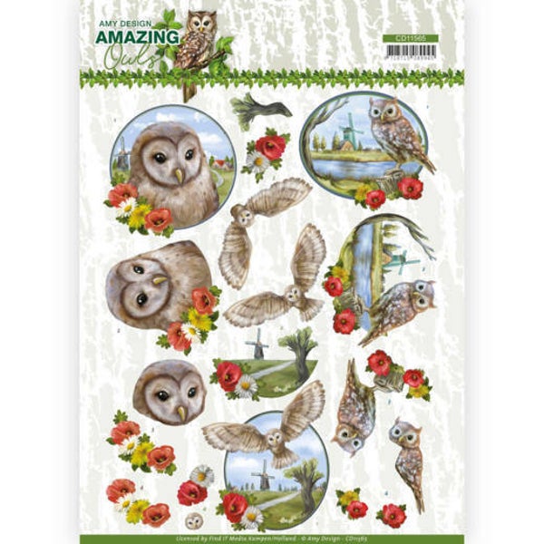CD11565 - 3D Cutting Sheet - Amy Design - Amazing Owls - Meadow Owls