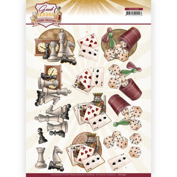 CD11590 - 3D cutting sheet - Yvonne Creations - Good old day's - Games