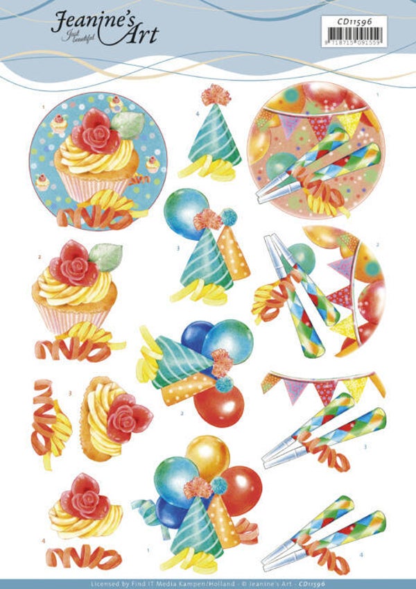 CD11596 - 3D Cutting Sheet - Jeanine's Art - Happy Birthday