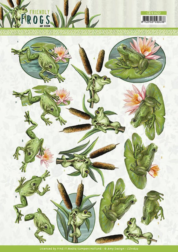 CD11622 - 3D cutting sheet - Amy Design - Friendly Frogs - Pond Frogs