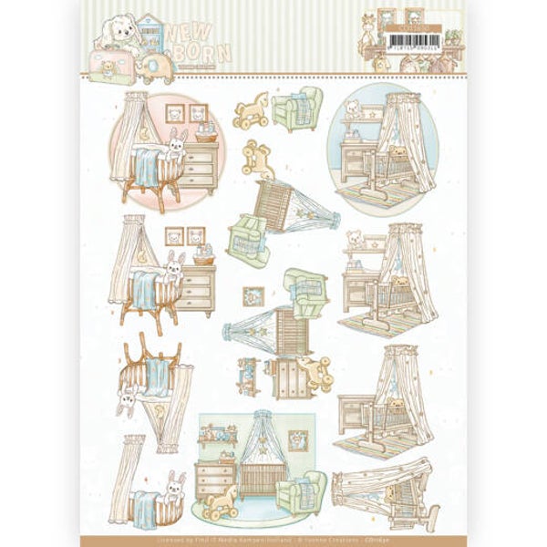 CD11630 - 3D cutting sheet - Yvonne Creations - Newborn - Baby Cradle