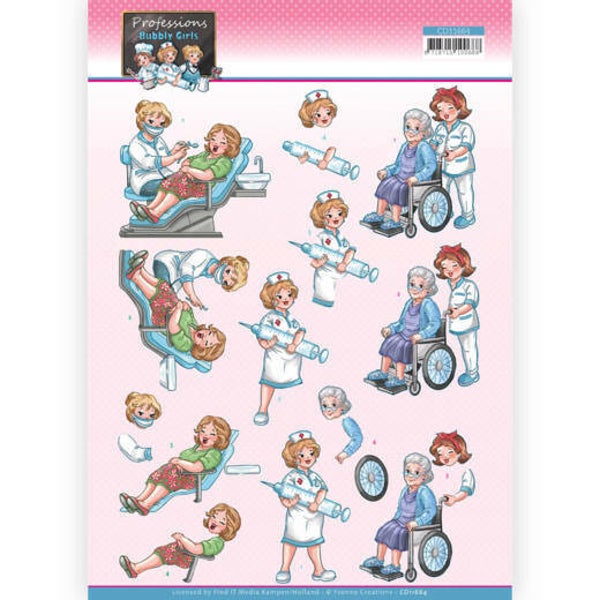 CD11664 - 3D Cutting Sheet - Yvonne Creations - Bubbly Girls Professions - Nurse