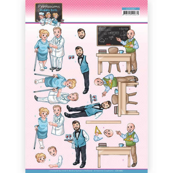 CD11667 - 3D Cutting Sheet - Yvonne Creations - Bubbly Girls Professions - Male Professions