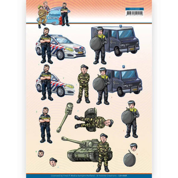 CD11668 - 3D Cutting Sheet - Yvonne Creations - Big Guys Professions - Police