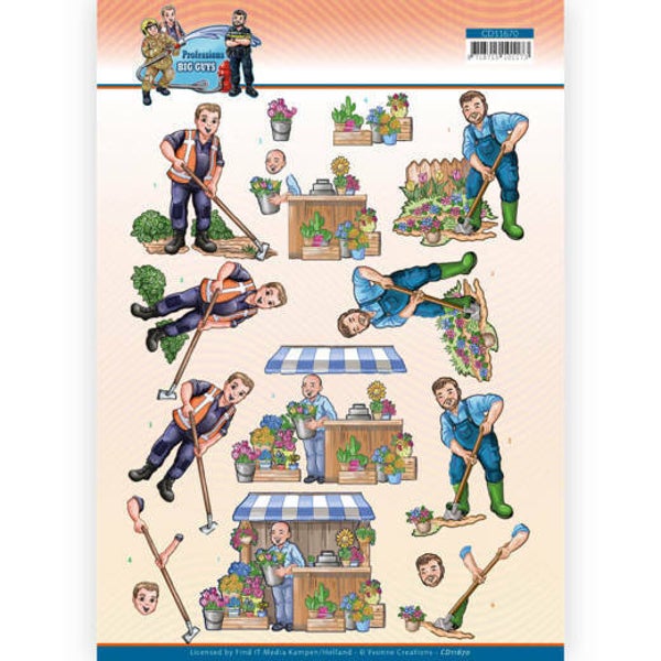 CD11670 - 3D Cutting Sheet - Yvonne Creations - Big Guys Professions - Gardener