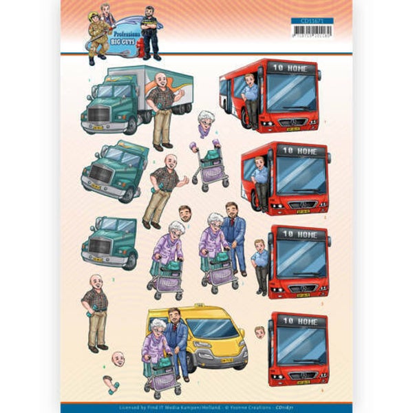 CD11671 - 3D Cutting Sheet - Yvonne Creations - Big Guys Professions - Bus Driver