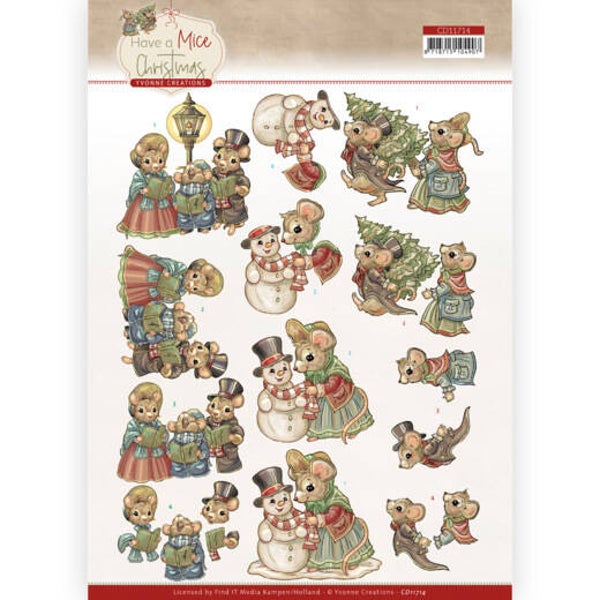 CD11714 - 3D Cutting Sheet - Yvonne Creations - Have a Mice Christmas - Christmas Carol
