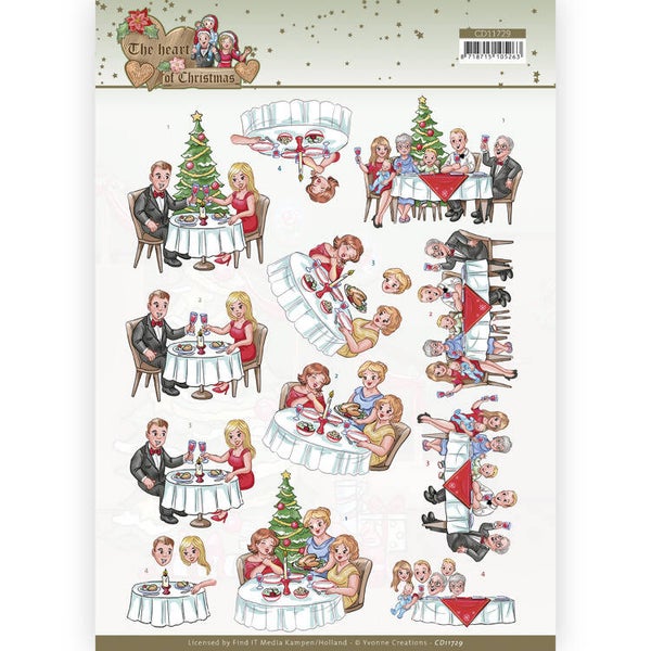 CD11729 - 3D Cutting Sheet - Yvonne Creations - The Heart of Christmas - Dining