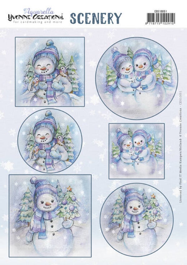 CDS10051 - Scenery - Yvonne Creations - Aquarella - Snowmen