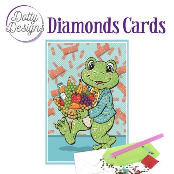 DDDC1008 - Dotty Designs Diamonds Cards - Get Well Frog 10x15