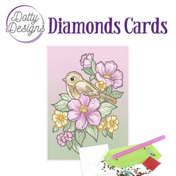 DDDC1015 - Dotty Designs Diamond Cards - Bird and Flowers 10x15