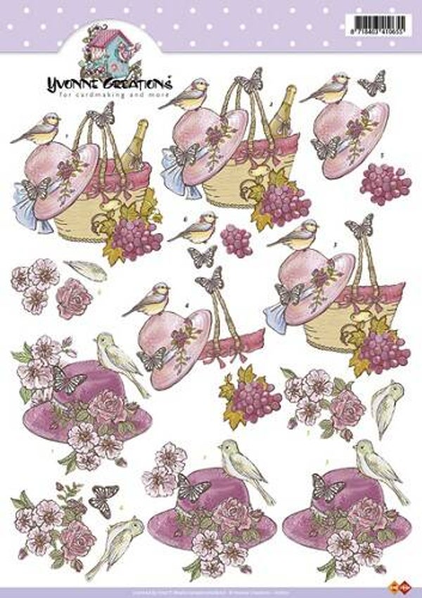 HJ7601 - 3D Knipvel - Yvonne Creations - Hoeden