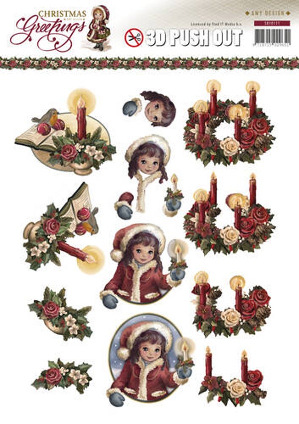 SB10111 - 3D Pushout - Amy Design - Christmas Greetings- Kerstkaarsen