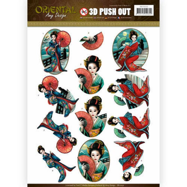 SB10252 - 3D Push Out - Amy Design - Oriental - Geishas