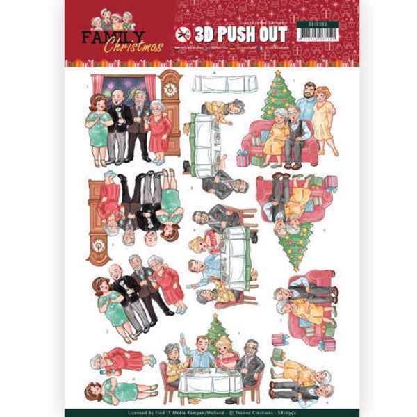 SB10392 - 3D Pushout - Yvonne Creations - Family Christmas - Happy Family