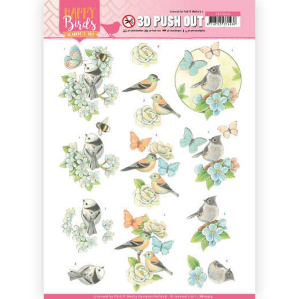 SB10414 - 3D uitdrukvel - Jeanine's Art - Happy Birds - Blauwe dans