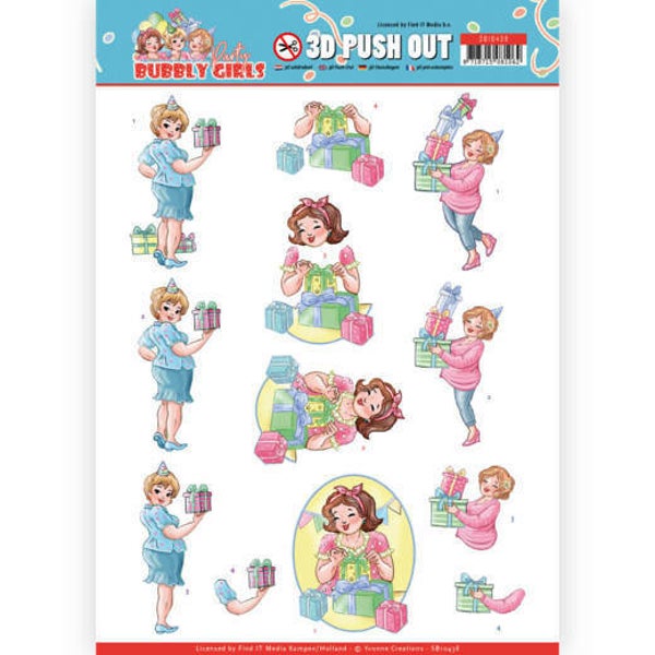 SB10438 - 3D Pushout - Yvonne Creations - Bubbly Girls - Party - Decorating
