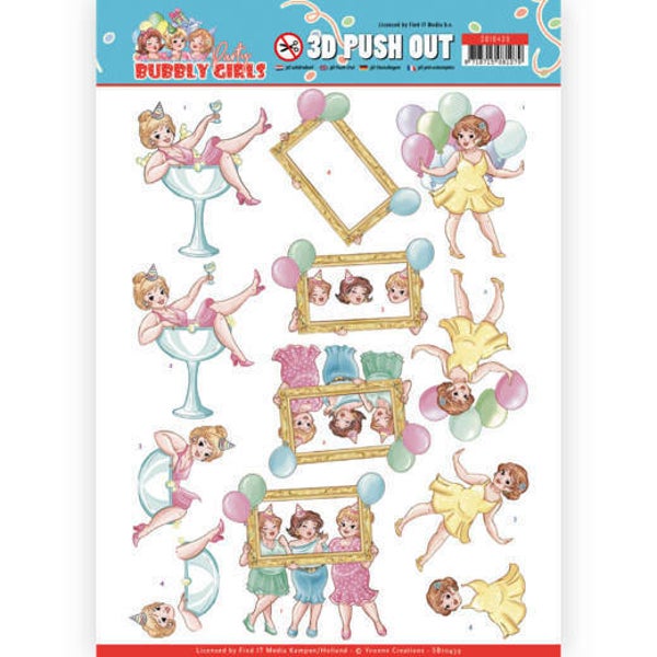 SB10439 - 3D Pushout - Yvonne Creations - Bubbly Girls - Party - Let's have fun