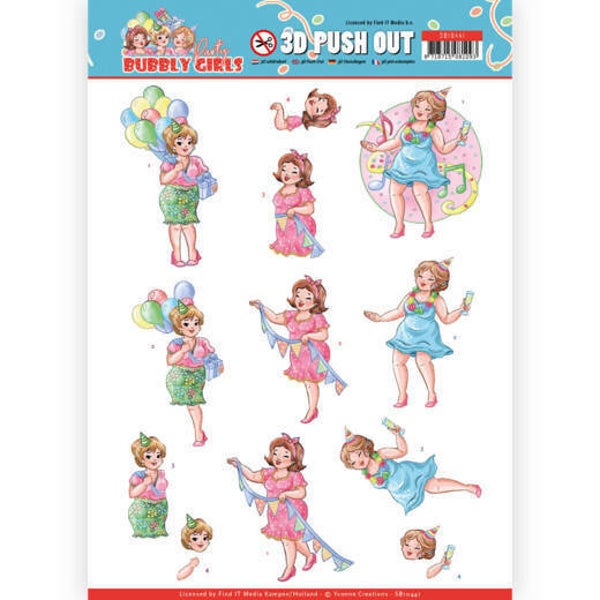 SB10441 - 3D Pushout - Yvonne Creations - Bubbly Girls - Party - Party Time