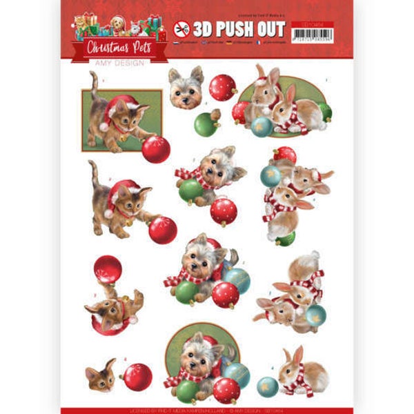 SB10464 - 3D Push Out - Amy Design - Christmas Pets - Christmas balls