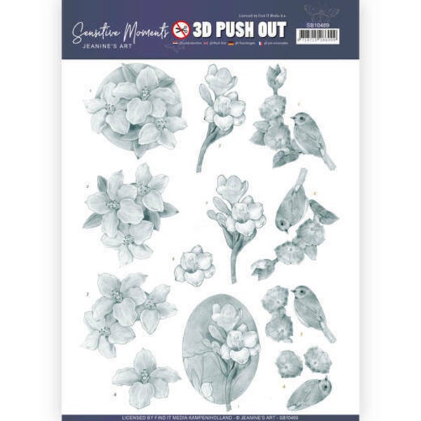 SB10469 - 3D Push Out - Jeanine's Art - Sensitive Moments - Grey Freesias