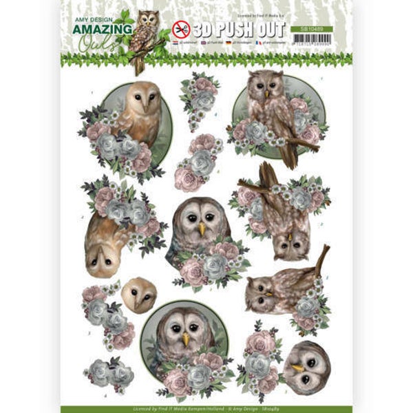 SB10489 - 3D Push Out - Amy Design - Amazing Owls - Romantic Owls