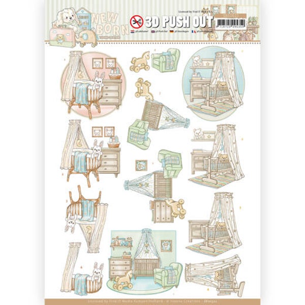 SB10522 - 3D Push Out - Yvonne Creations - Newborn - Baby Cradle