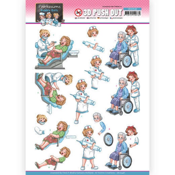 SB10548 - 3D Push Out - Yvonne Creations - Bubbly Girls Professions - Nurse