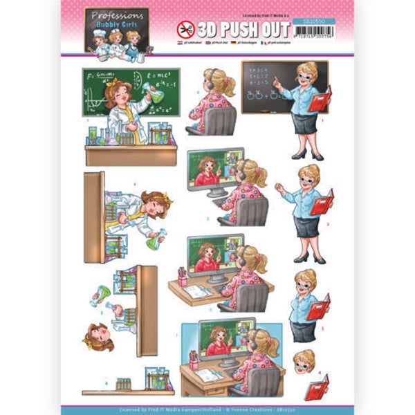 SB10550 - 3D Push Out - Yvonne Creations - Bubbly Girls Professions - Teacher