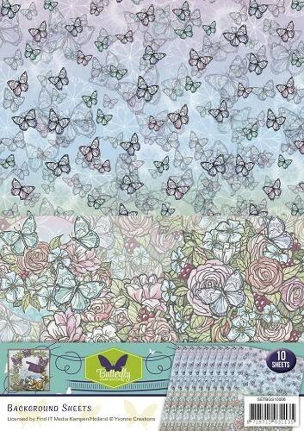 BGS10006 - Background sheets - Yvonne Creations - Butterfly Collection
