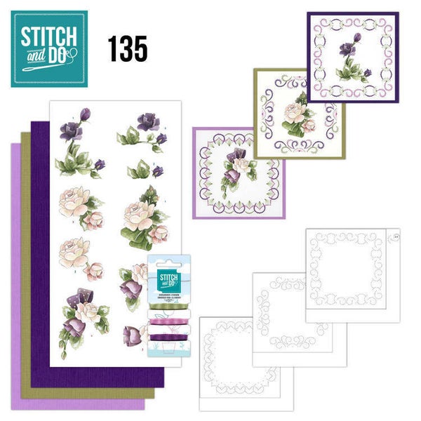 STDO135 - Stitch & Do 135 - Precious Marieke - Purple Flowers