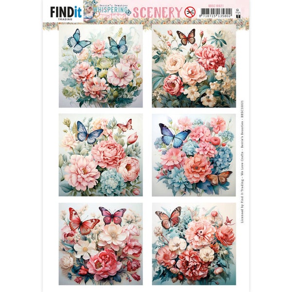 BBSC10021 - Push-Out Scenery - Berries Beauties -Whisp Fluisterende Lente - Vlinder Vierkant
