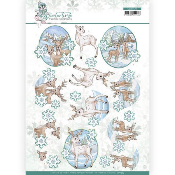CD11573 - 3D cutting sheet - Yvonne Creations - Winter Time - Deer