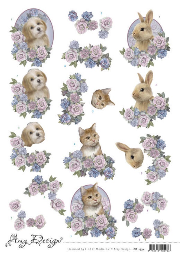 CD11734 - 3D Cutting Sheets - Amy Design - Sweet Pets