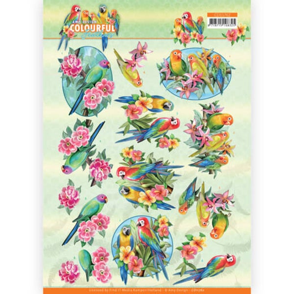 CD11762 - 3D Cutting Sheet - Amy Design - Colourful Feathers - Parrot