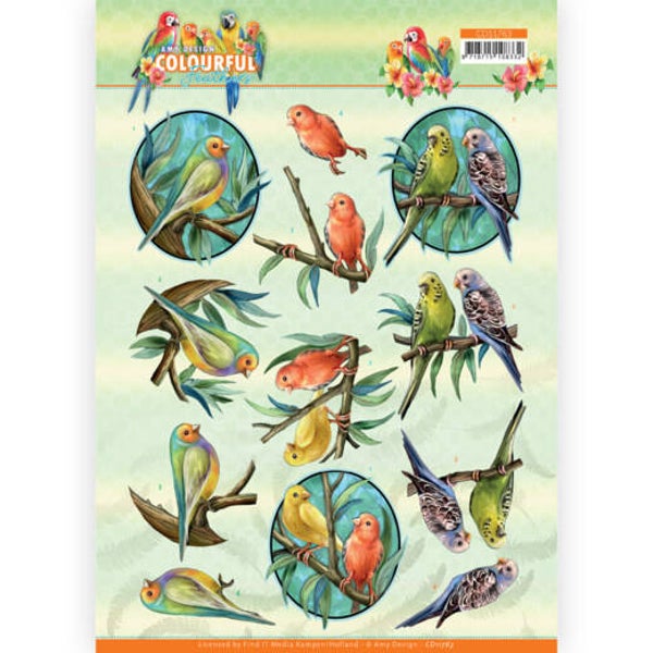 CD11763 - 3D Cutting Sheet - Amy Design - Colourful Feathers - Canary