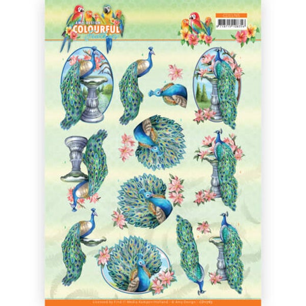 CD11765 - 3D Cutting Sheet - Amy Design - Colourful Feathers - Peacock