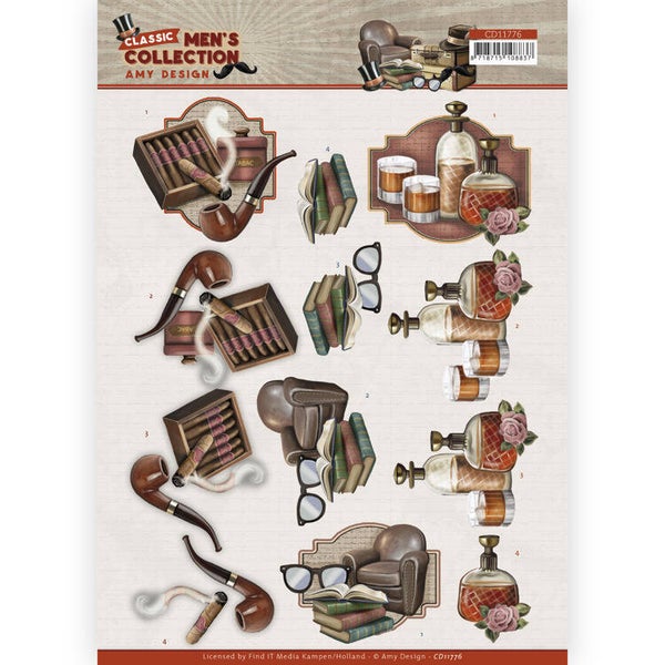 CD11776 - 3D cutting sheet - Amy Design Classic men's Collection - Relaxing