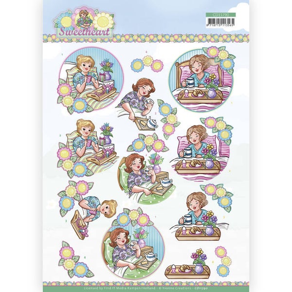 CD11790 - 3D Cutting Sheet - Yvonne Creations - Bubbly Girls - Sweetheart - Breakfast