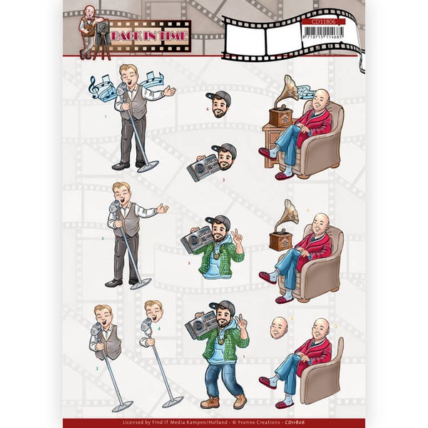 CD11806 - 3D Cutting Sheet - Yvonne Creations - Big Guys - Back in Time - Music